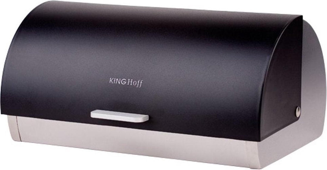 Kinghoff broodtrommel KH-3208 – staal met zwarte acryl kap, 39,5 x 28 cm
