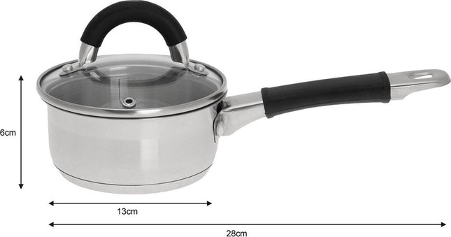 Kinghoff steelpan met glazen deksel – RVS, 0,5 liter, met maatverdeling – foto 2
