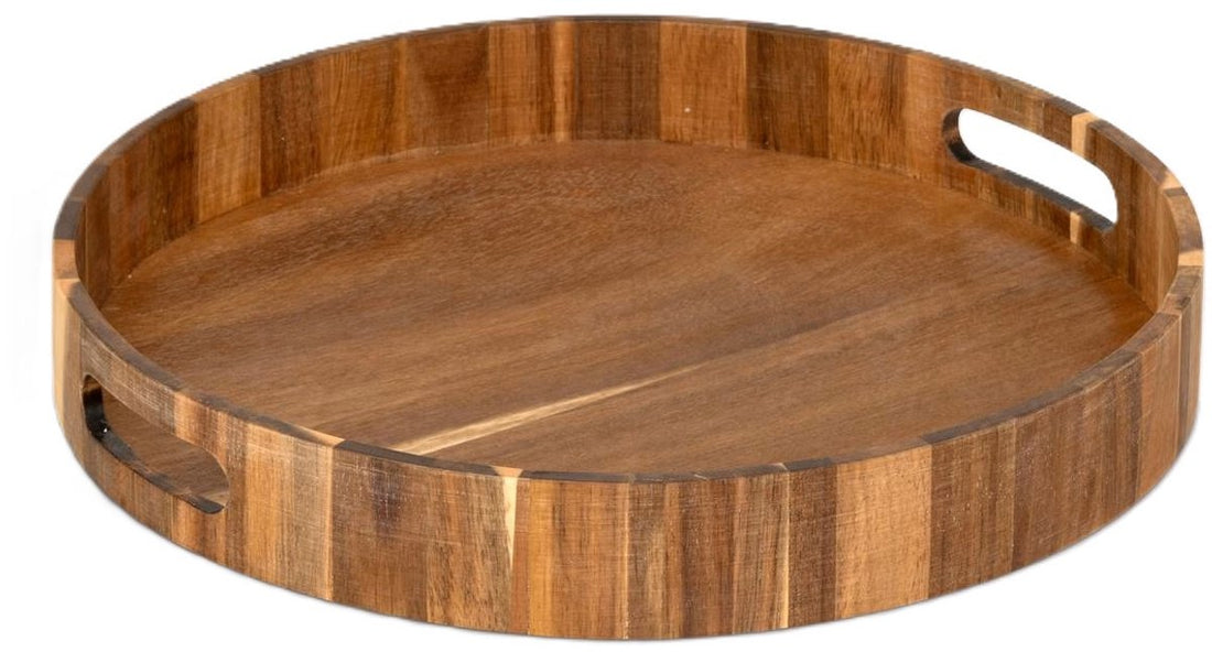 5Five rond dienblad van acaciahout – Ø 35 cm, hoge rand van 5 cm, lichtbruin