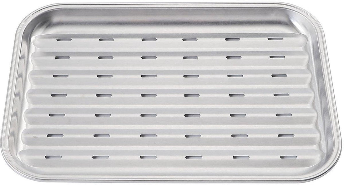 KINGHoff KH-1916 Grill Tray - Stainless Steel Barbecue Plate 34 x 24 cm - Suitable for Oven and Grill - Reusable