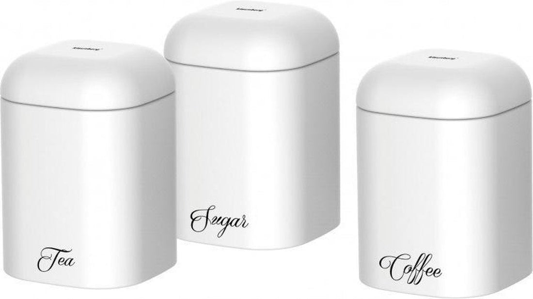 Klausberg 7505 voorraadblikken koffie, thee en suiker – set van 3, wit