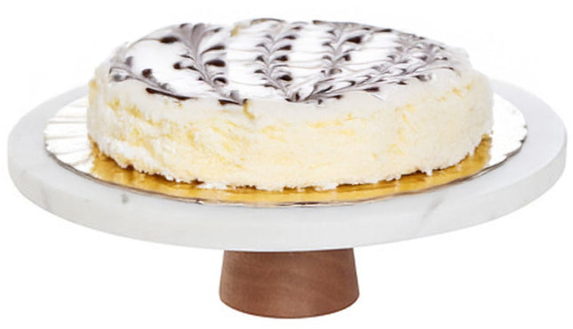 5Five taartplateau met voet – witte marmeren taartschaal, Ø 25 cm