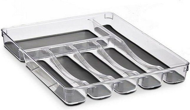 Ladeorganizer met 6 vakken – grijs en transparant, 32,3 x 40 cm