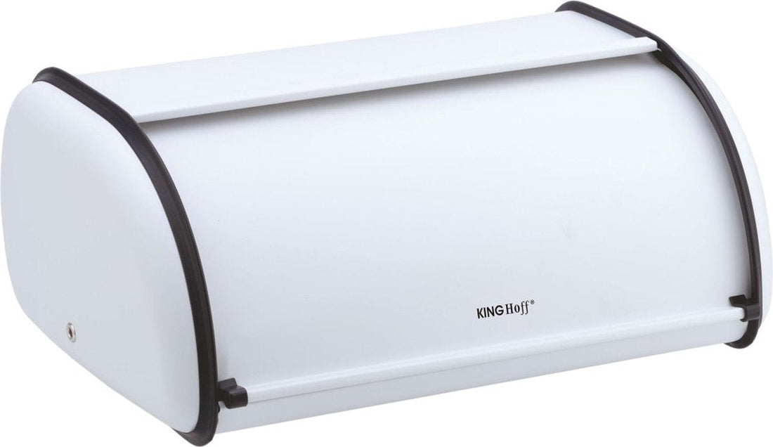 Kinghoff 1752 - Small Bread Bin - Stainless Steel - White - Retro - 36 x 24 x 15 cm