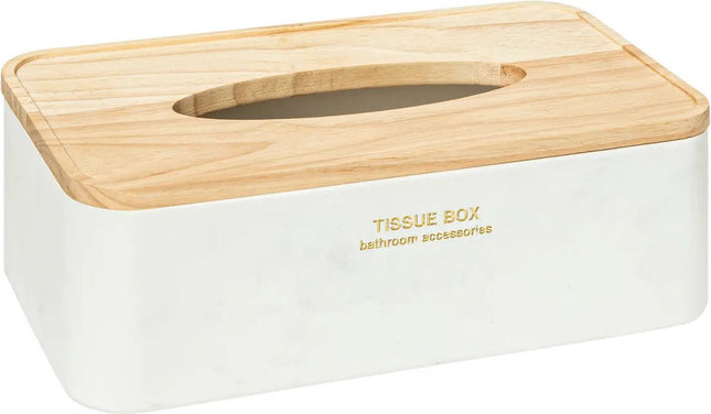 5Five tissuedoos Alexa – tissuebox met houten deksel, wit/naturel, navulbaar