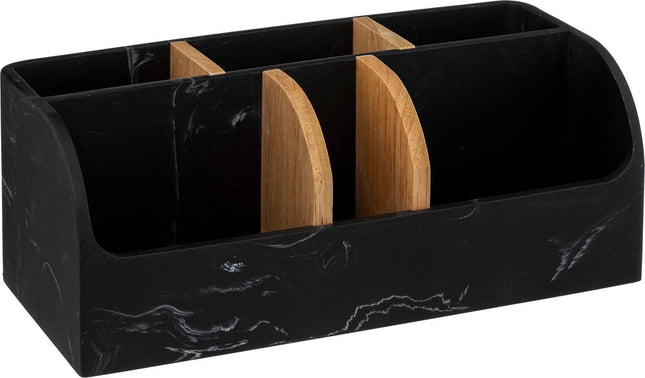 5Five Léa bureau-organizer zwart – polyresin met vakken, 26 x 12 x 10 cm