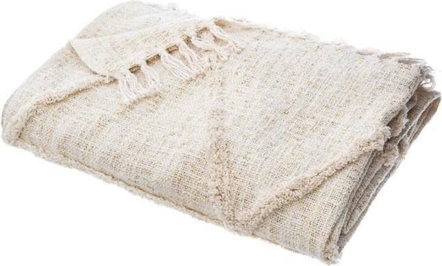 Atmosphera bedsprei beige – glanzend getuft katoen met lurex, 130 x 180 cm