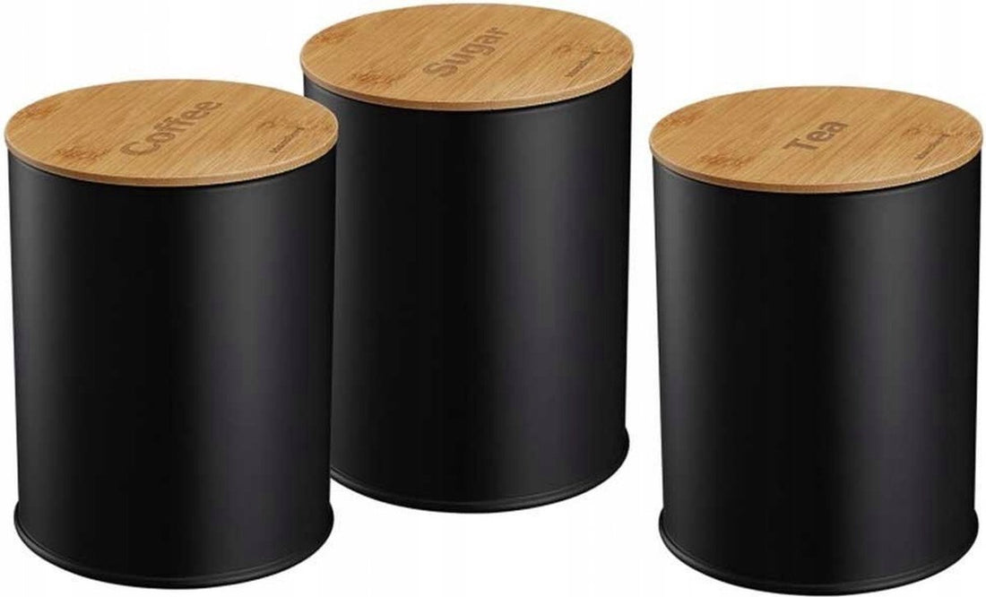 Klausberg 7490 - storage canisters - coffee - tea - sugar - black