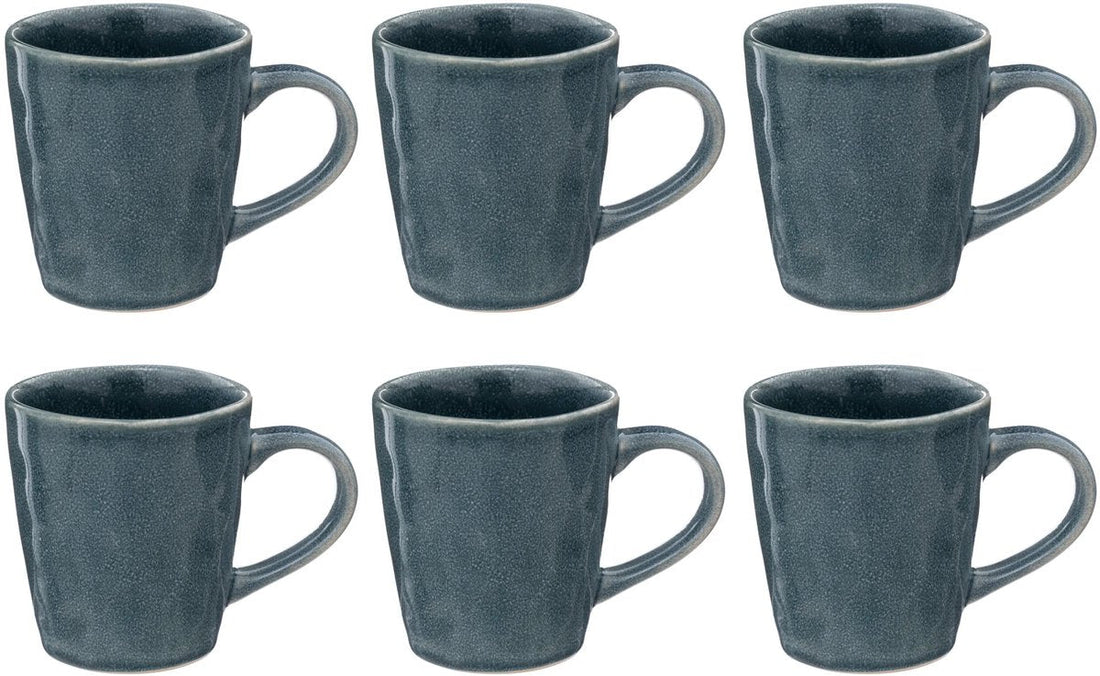 Set de 6 - Mug en grès émeraude - 35 cl - Design minimaliste - Bleu Émeraude