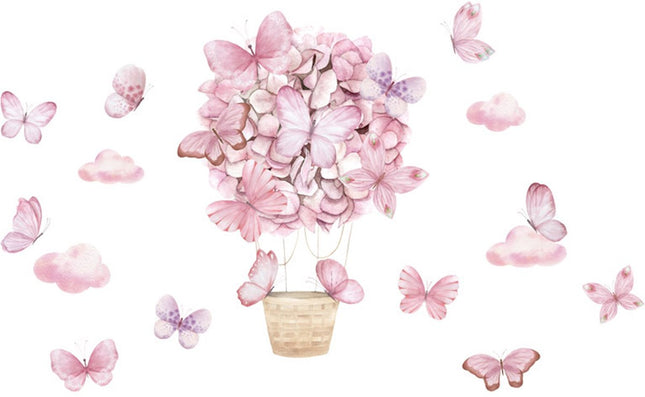 Wandsticker roze vlinders – zelfklevende muurdecoratie kinderkamer, 53 x 88 cm