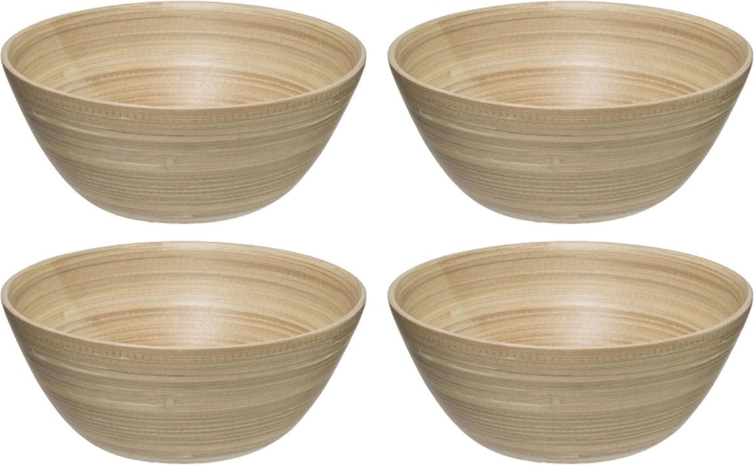 Secret de Gourmet - 8x - Salad bowl/serving bowls - bamboo - beige - D17 cm