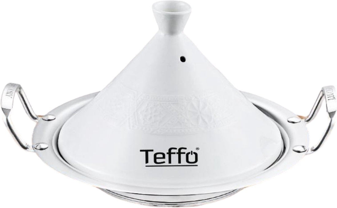 TEFFO | Luxus-Tajine Induktion - Tajine - 30 cm - Induktion - Weiß / Silber