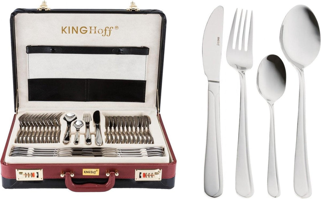 Service de couverts – 12 personnes – 72 pièces – Coffret de rangement de luxe – 18/10 – Kinghoff 3509