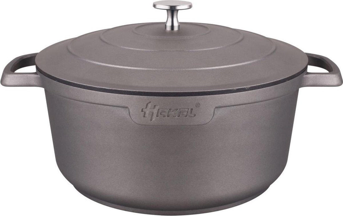 Faitout haut Hakal avec poignées ergonomiques - 4,5 L, marmite allant au four de 24 cm - gris/argent