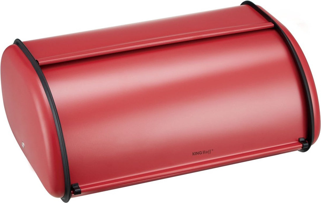 Kinghoff grote broodtrommel retro – rode RVS broodtrommel, 44 x 27 x 18,5 cm