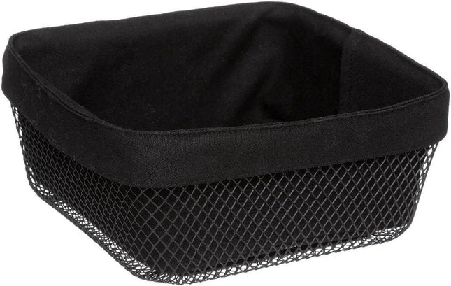 5Five - Brotkorb Bistro plus - Metall / Stoff - schwarz - 25 x 11 cm - quadratisch