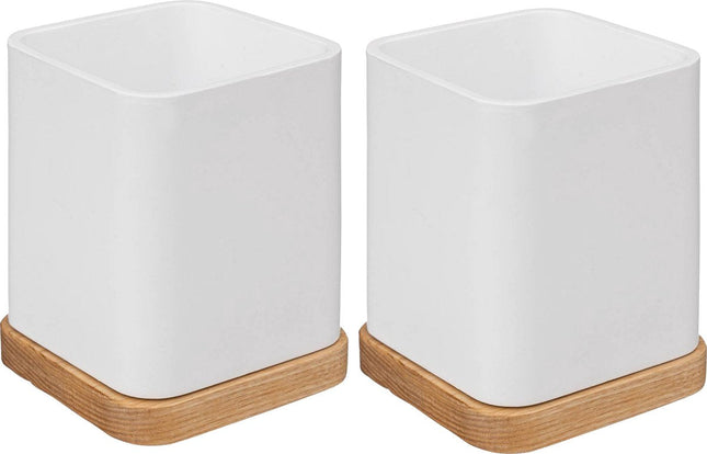 5Five tandenborstelhouder Natureo – set van 2, wit met bamboe