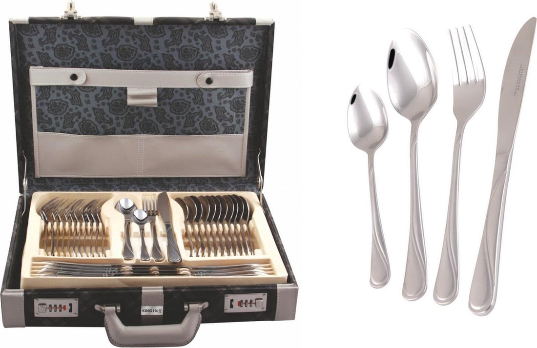 Besteckset - 12 Personen - 72-teilig - Luxuriöser Aufbewahrungskoffer - 18/10 - Kinghoff- KH-3544
