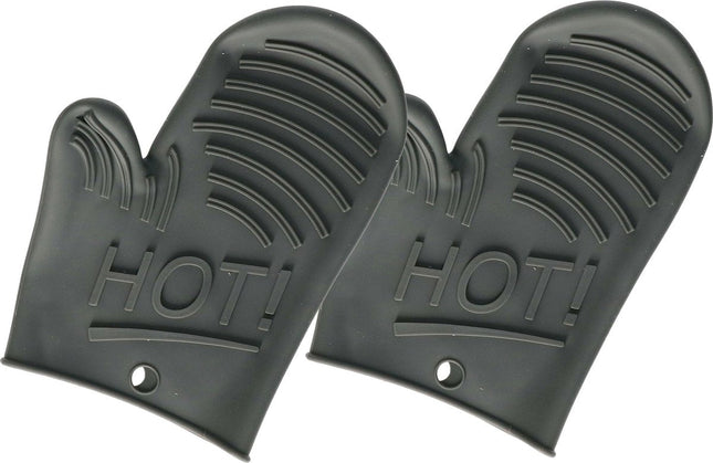 Secret de Gourmet Silicone oven mitt - Set of 2 pieces - gray - 15 x 21 cm - Potholder - Kitchen glove