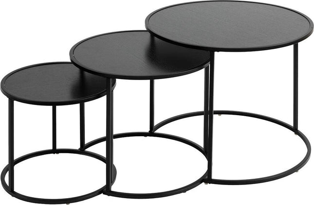 Atmosphera Bijzettafels Noah - Ø35 / 56 / 54xH45 cm - Set van 3 stuks - Zwart