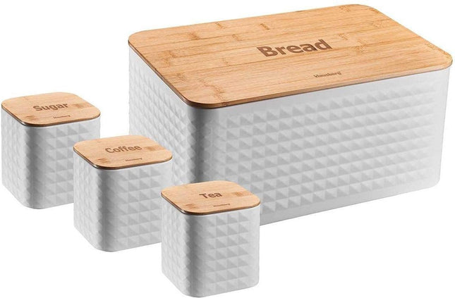 Klausberg 7483 - Bread bin, sugar, tea and coffee - Set - lid also serves as a cutting board
