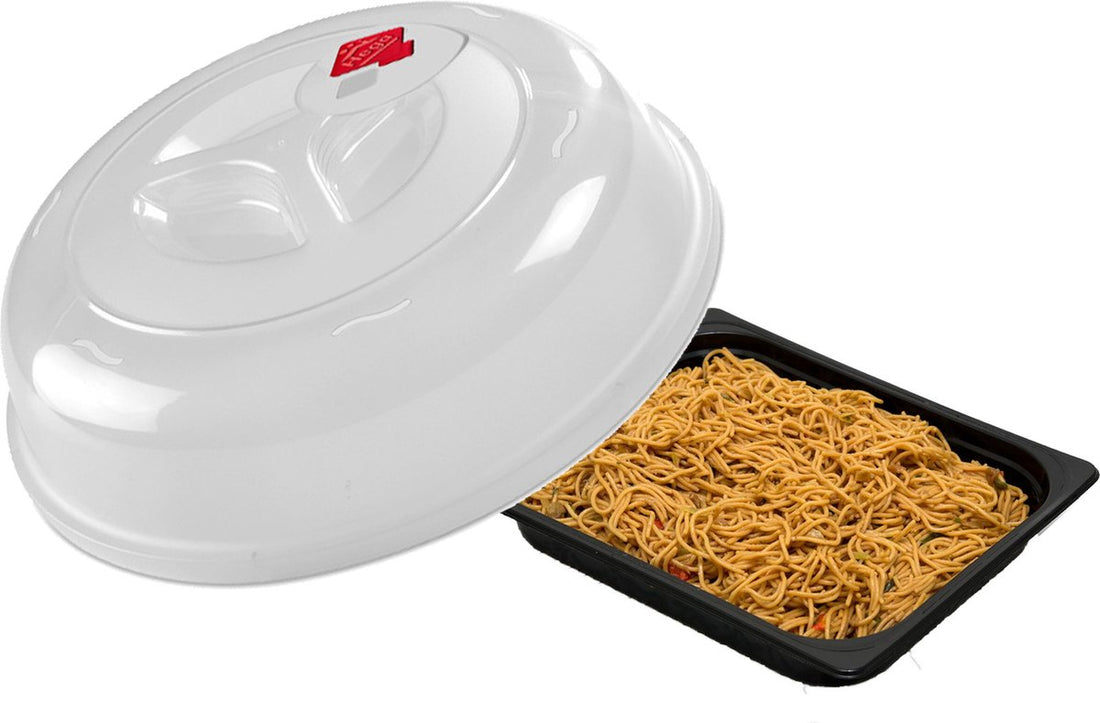 Hega Hogar magnetrondeksel – transparante afdekschaal met ventilatiegat, Ø 26 cm