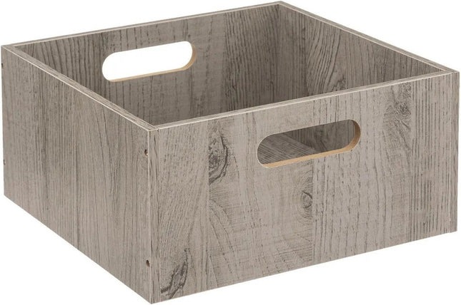 5Five Panier de rangement / panier d'étagère en bois - gris - 14 litres - 31 x 31 x 15 cm - Boîtes de rangement - Paniers pour étagère à casiers