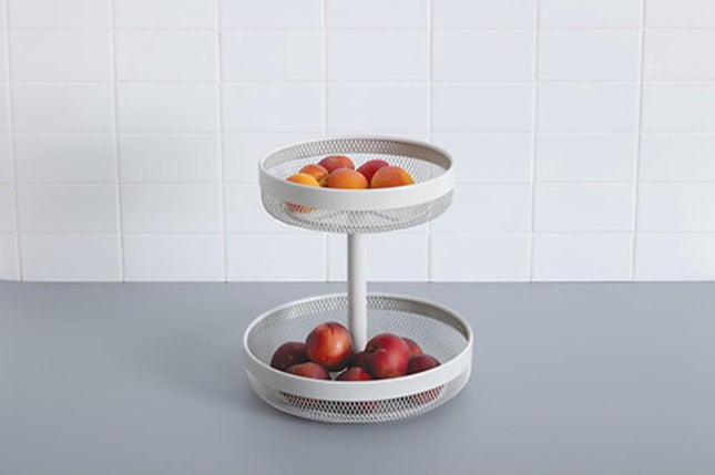 5Five Obstschale / Obstkorb 2-stöckiges Modell Double Fruit - Metall - D30 x H31 cm - weiß - rund - Obstschalen mit großem Fassungsvermögen
