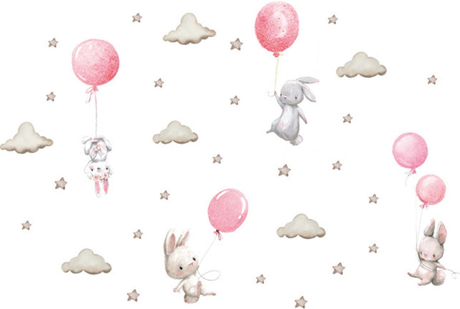Wandsticker roze ballonnen – zelfklevende muursticker kinderkamer, 76 x 115 cm