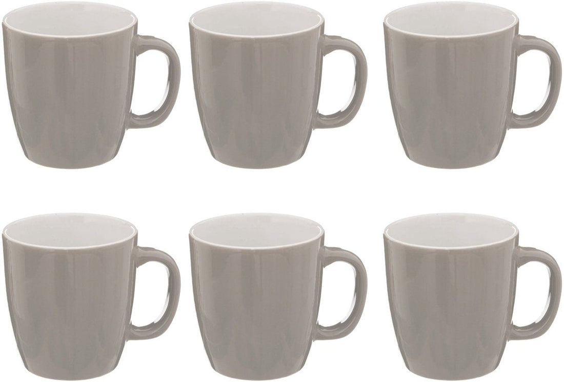 Mug rond Colorama gris avec anse - Lot de 6 - 18 cl - Faïence