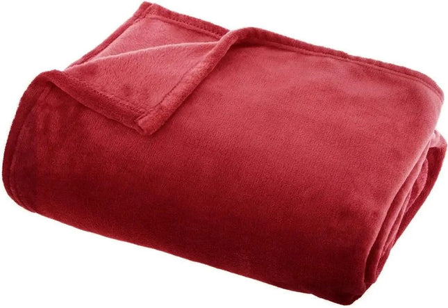 Atmosphera Plaid Blanket - Red - Polyester - 130 x 180 cm - Sofa Throw - Fleece Throw