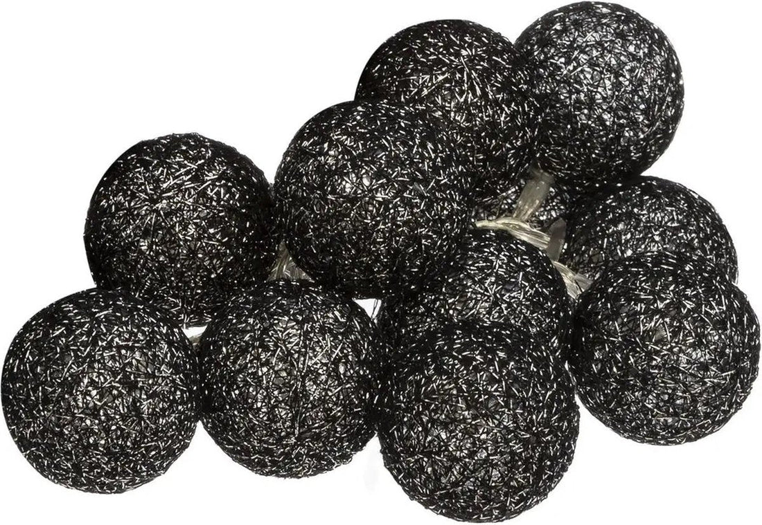 Atmosphera LED slinger met 10 bollen – zwart glitter, 1,5 meter, op batterijen