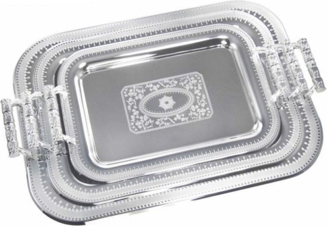 Kinghoff dienbladen set van 3 – RVS met chromen coating, 3 maten