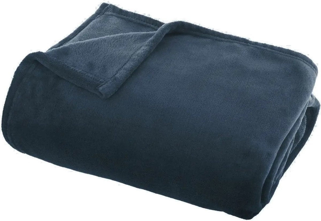 Atmosphera fleece plaid grijsblauw – zachte deken van 130 x 180 cm