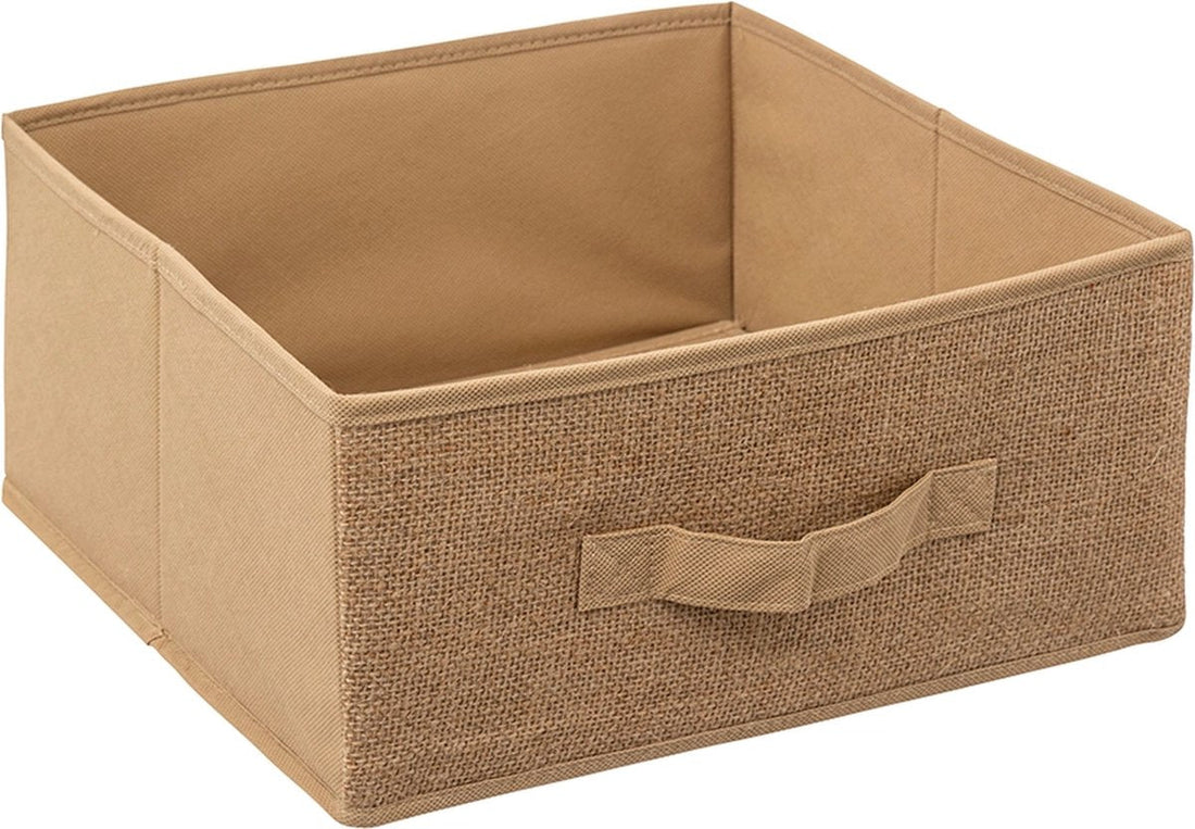 5Five jute opbergmand bruin – opvouwbaar, met handvat, 31 x 31 x 15 cm (M)
