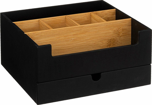 5Five make-up organizer van bamboe – zwart, 26 x 24 x 13 cm, ook voor bureau