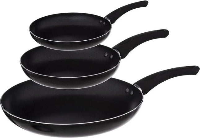 Secret de Gourmet - Set de 3 poêles - Tous feux dont induction - Noir - Ø 20 / 24 / 28 cm