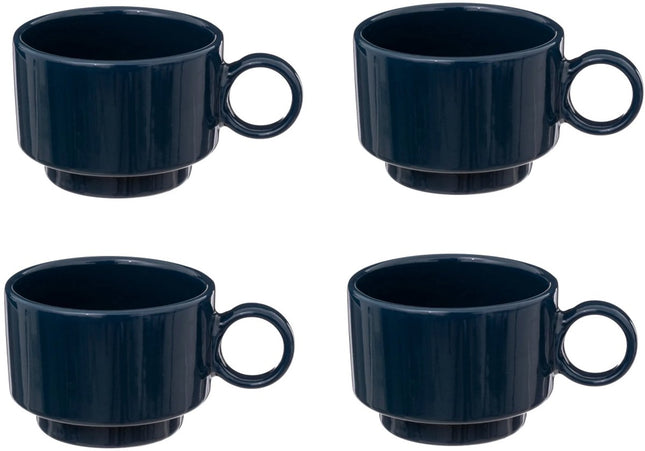 Set of 4 Retro Coffee Cups 10 cl - Blue - Stoneware - Practical and Stylish