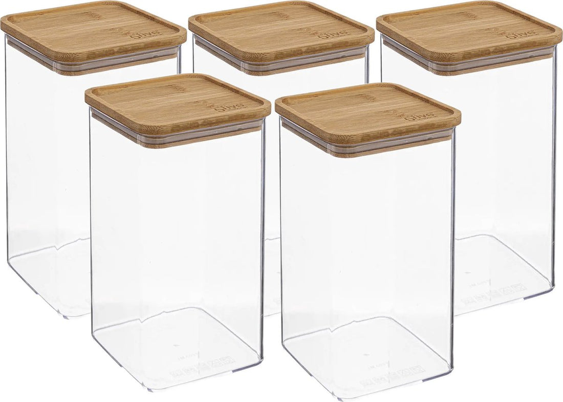5Five - Keuken voorraadpot - Berlino - 5x - kunststof/bamboe - 1500 ml