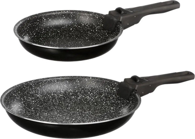 Lot de 2 poêles 5Five - Tous feux - Noir - Diamètre 20 et 26 cm - Manche amovible - Camping