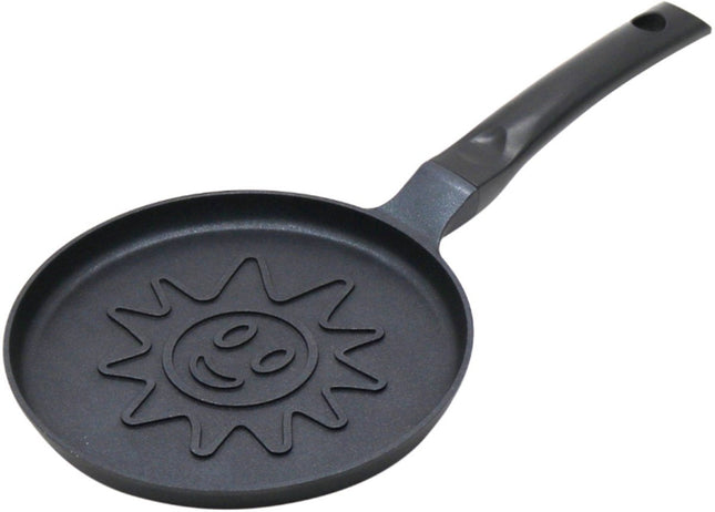 Klausberg KB-7972 Pannenkoekenpan - Zonnebloem Motief - Ø18 cm - Zwarte Antiaanbaklaag - Geschikt voor Alle Kookstellen Inclusief Inductie - Zonnetje