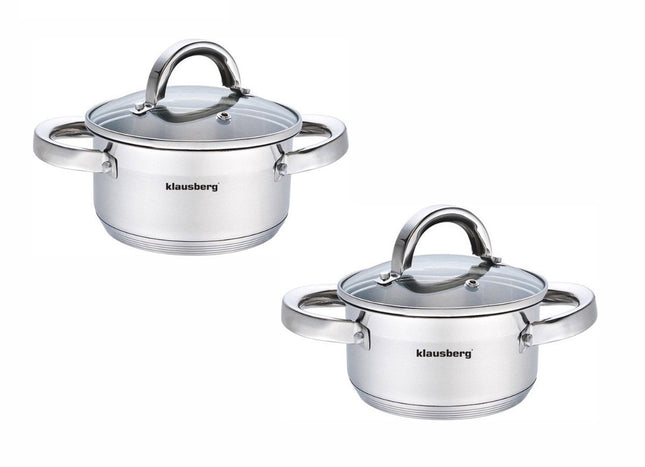 Klausberg Kochtopf-Set - 2-teilig - Kochtopf mit Deckel - 0,5 Liter & 1 Liter - 12 cm & 14 cm