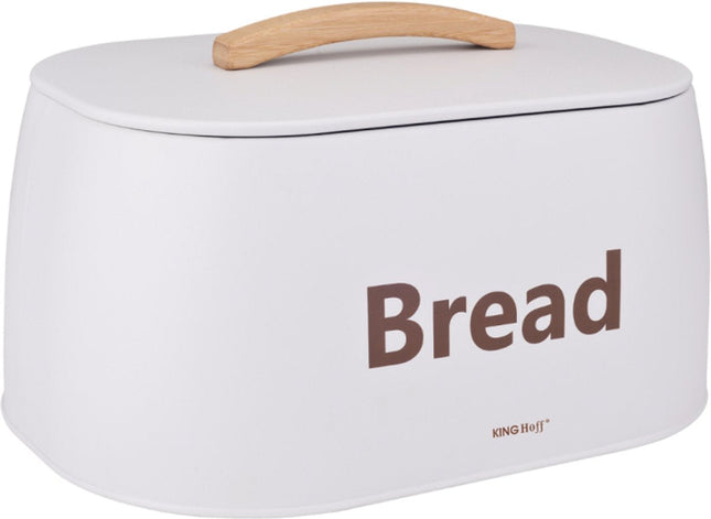 Kinghoff 1947 - Bread bin - wooden handle - metal - White