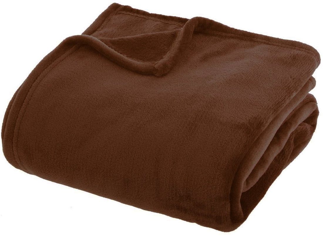 Atmosphera Plaid solid flannel fleece blanket - 180x230 cm - Brown