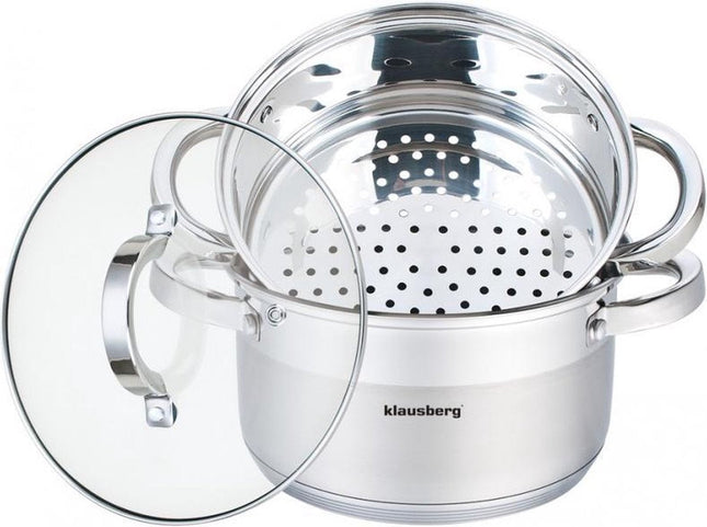Klausberg 7135 - steamer - 3-piece - 18cm - stainless steel - all heat sources