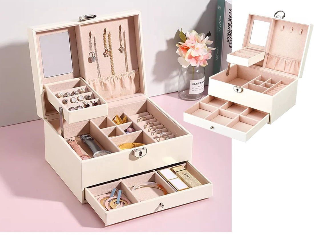 Jewelry Organizer with Mirror - Luxury Storage Box