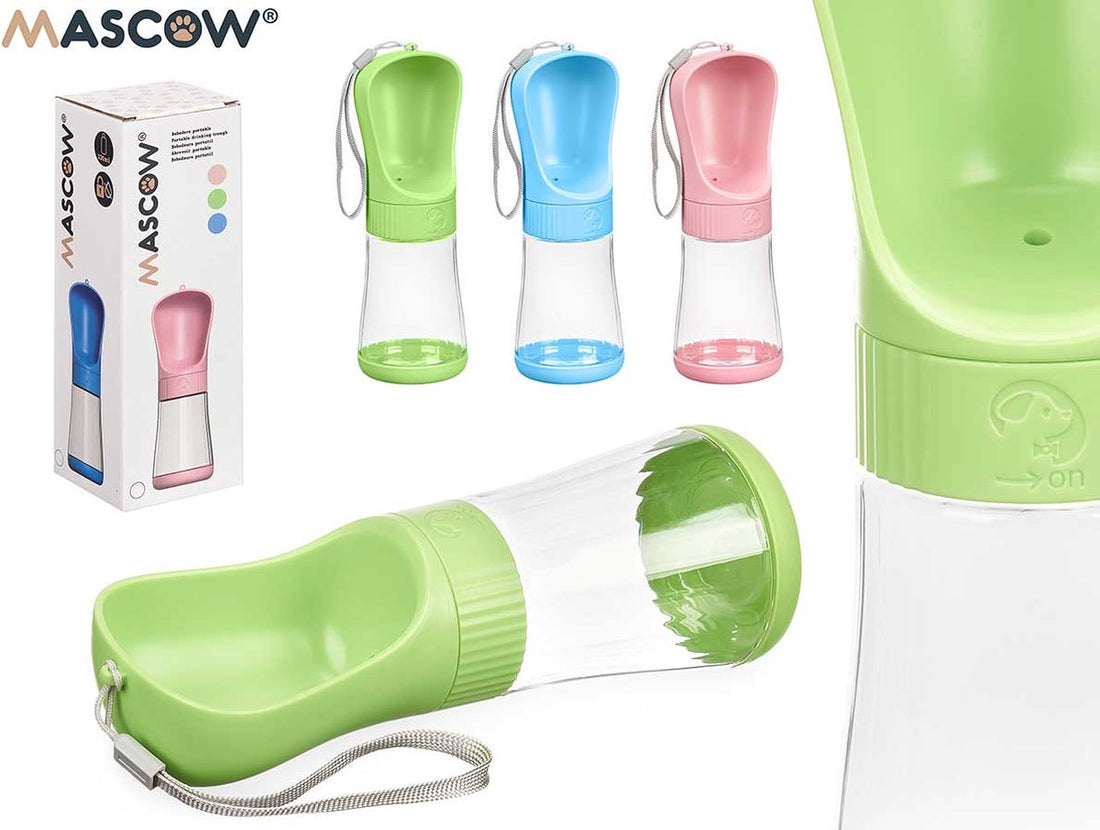 Mascow drinkfles voor honden 330 ml – draagbare waterbak, groen
