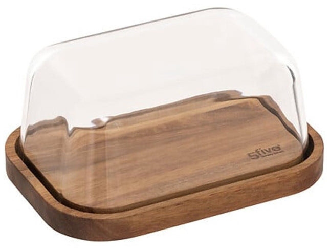 5Five Butterdose - Akazienholz - Glas - 18 x 13 cm - braun/transparent