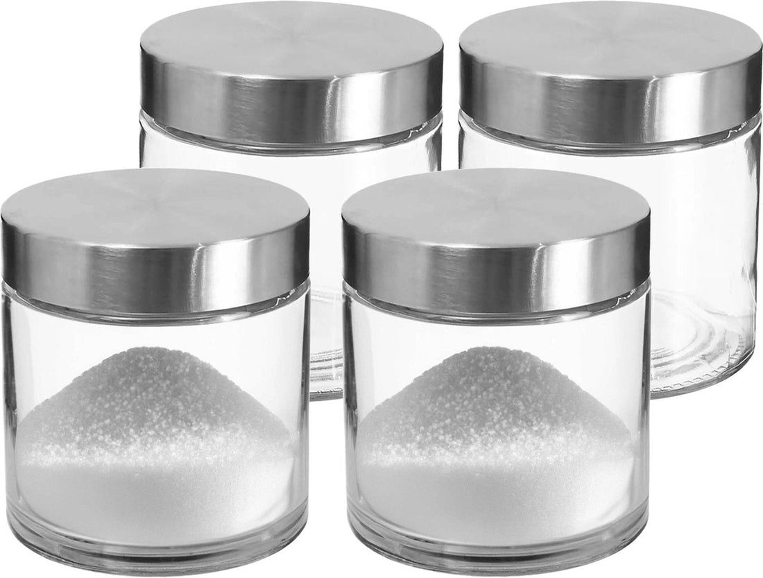 4x stuks voorraadbussen / voorraadpotten 0, 75L glas met RVS deksel - 750 ml - Voorraadpotten met luchtdichte deksel