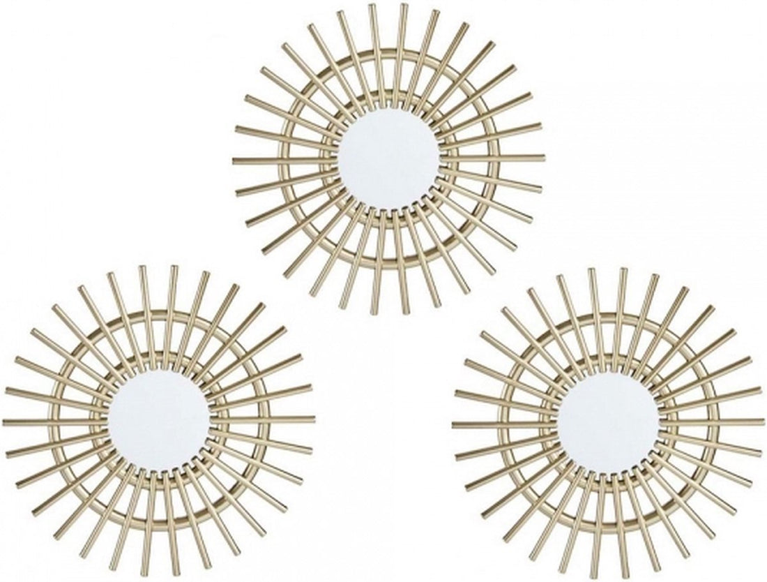 Wall Mirror - Wall Decor - Round Wall Mirror - Set of 3 - Rattan Mirror - 25 ∅